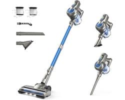 Draadloze Steelstofzuiger - Lichtgewicht Stofzuiger - Efficiënt Schoonmaken - 23kPa Zuigkracht - 35 Min Looptijd - Blauw