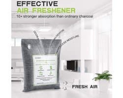 Bamboo Charcoal Air Purifying Bags - Large 4×200g - Removes Odors and Moisture - Nature Fresh Air Purifier Bags - Odor Eliminator for Home Car Pets - Bathroom Basement