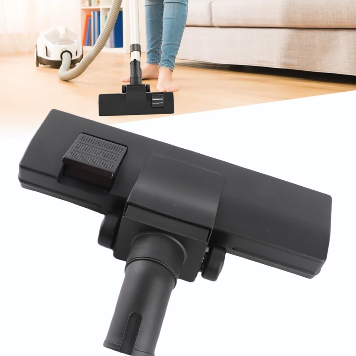 Dailygoods- Vloerborstel 360 Graden Draaibaar - Universele Bevestiging - Geschikt voor Stofzuiger met 32 mm Binnendiameter - Duurzaam Kunststof - Geschikt voor Tapijten en Harde Vloeren - Stofzuigerborstel — afbeelding 1