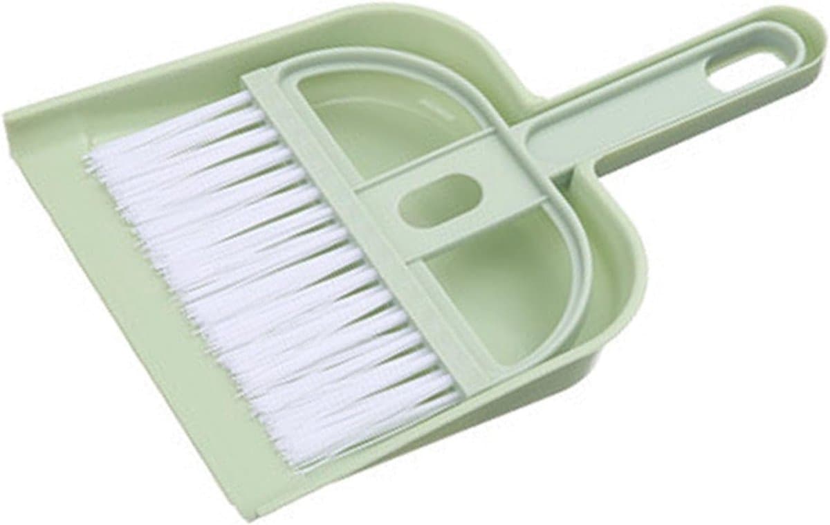 Mini Bezem Stoffer - Kleine Set - Bureau Schoonmaken - Compact Ontwerp - 17x10.5cm - Groen — afbeelding 1