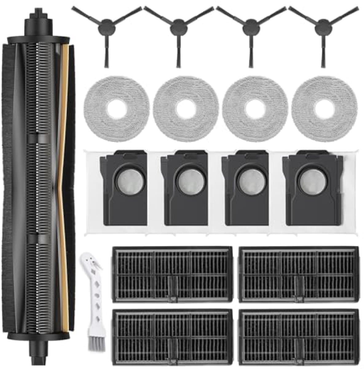Accessoireset voor Dreame L40 Ultra AE/L10s Ultra Gen 2/L10s Pro Ultra Heat/X30 Ultra/Mova E30 Ultra, 1 TriCut-hoofdborstel, 4 stofzakken, 4 zijborstels, 4 filters, 4 dweilen — afbeelding 1