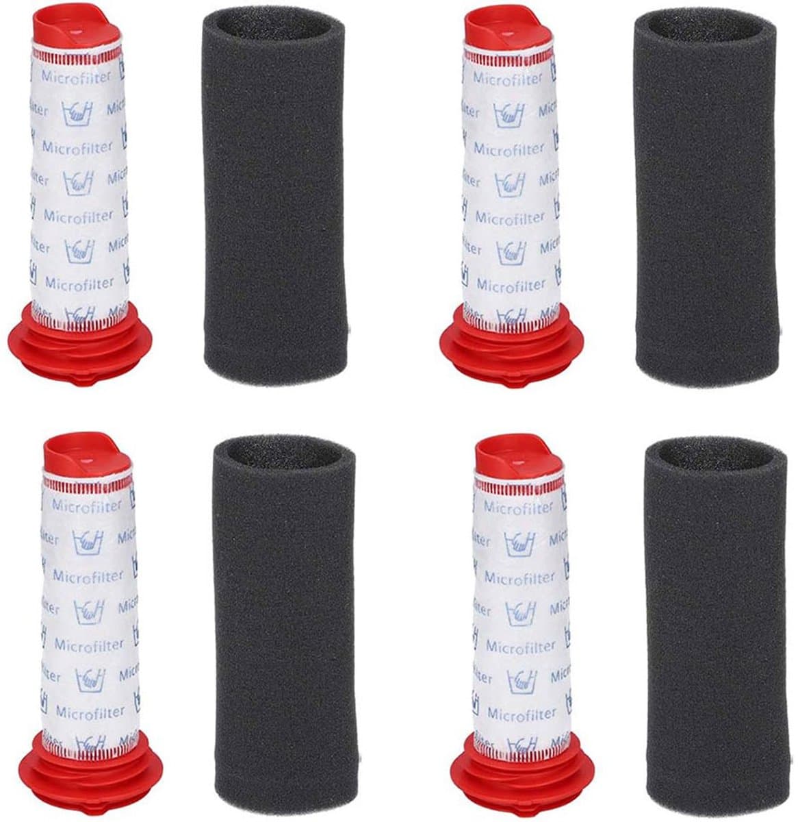 8-delige filterset voor Bosch Athlete Lithium-ion Powerbank 25,2V BCH6L2560 BCH6ZOOO Zoo ProAnimal - 4 wasbare hoofdfilters + 4 sponsfilters - kunststof — afbeelding 1