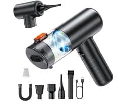 KZQ 4-in-1 draadloze mini auto stofzuiger en luchtduster - Handheld voor auto huisdier thuis en kantoor - Inclusief 1 filter - Zwart