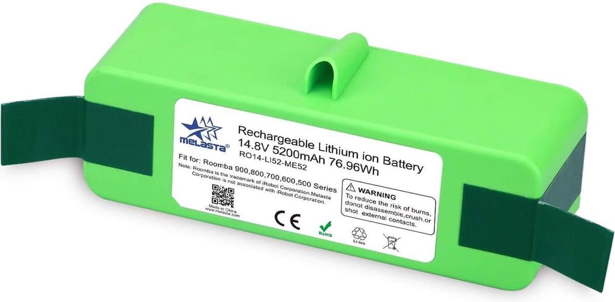 Li-ion accu, 5200 mAh, voor Roomba 985, 981, 980, 971, 970, 966, 965, 960, Roomba 89X, Roomba 69X en Roomba 68X, zie lijst in beschrijving — afbeelding 1