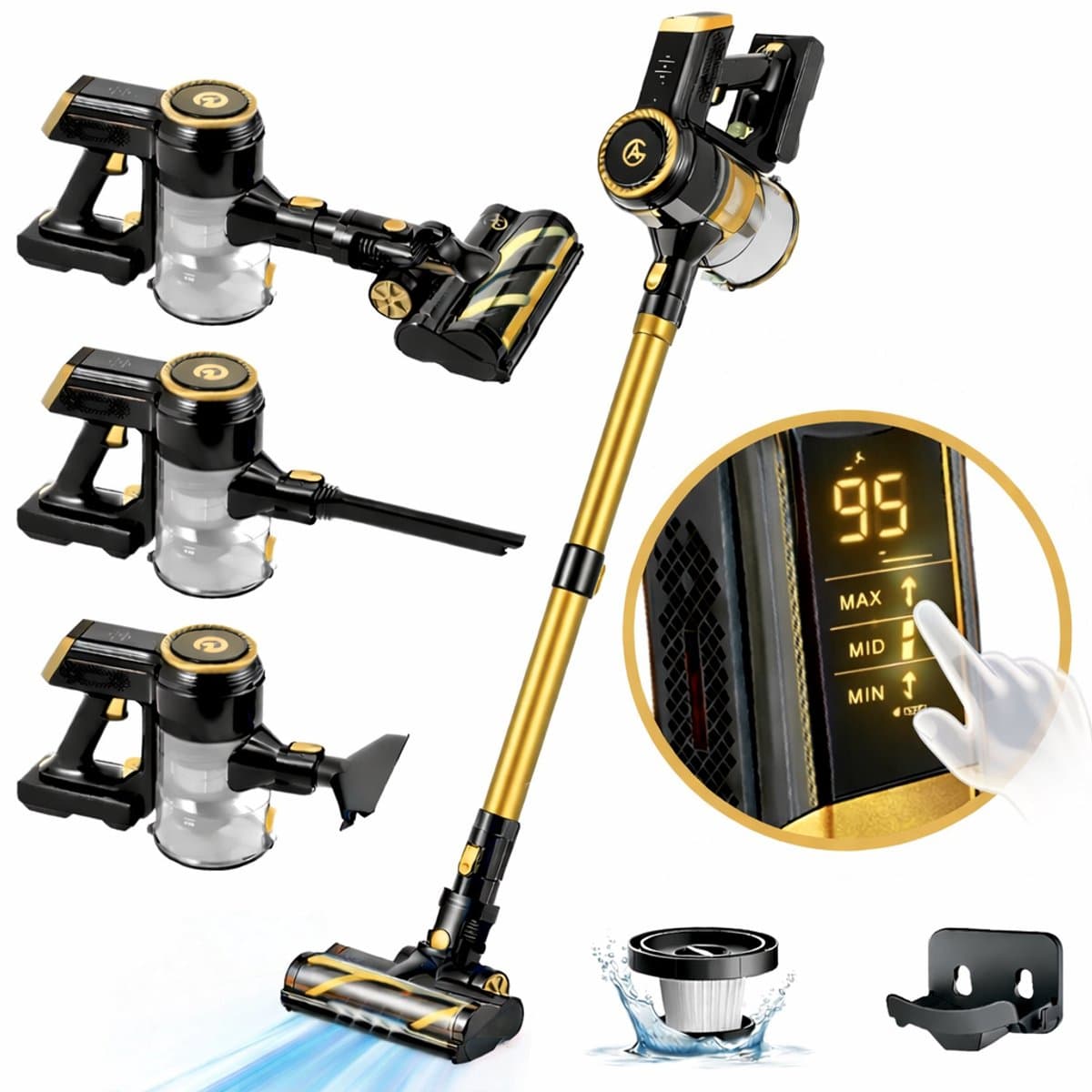 AG4200 Steelstofzuiger Draadloos - Platinum Gold - Stofzuiger Zonder Zak - Geschikt voor Dierenharen - Krachtig - Kruimeldief - Draadloze Stofzuigers - Steelstofzuigers - Kruimelzuiger - Compact & Licht - LED verlichting Zuigmond — afbeelding 1