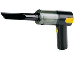 Dunlop Auto Stofzuiger Draadloos 12V - Handstofzuiger met 4 Opzetstukken - USB-C Oplaadbare Auto Stofzuiger Snoerloos - Kruimeldief Nat en Droog - 5000Pa Zuigkracht en Blaas Functie - Grijs/Geel