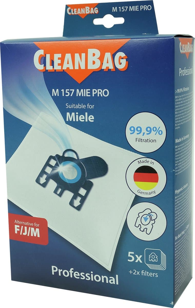 CleanBag Professional stofzuigerzakken 5 stuks - Geschikt voor Miele S241-256i, S290-S299, S300i-S399, S500-S578, S700-S799, S4000-S4999, S6000-S6999, Compact C1, Compact C2 & Complete C1 - FJM - Inclusief 2 filters - Alternatief — afbeelding 1