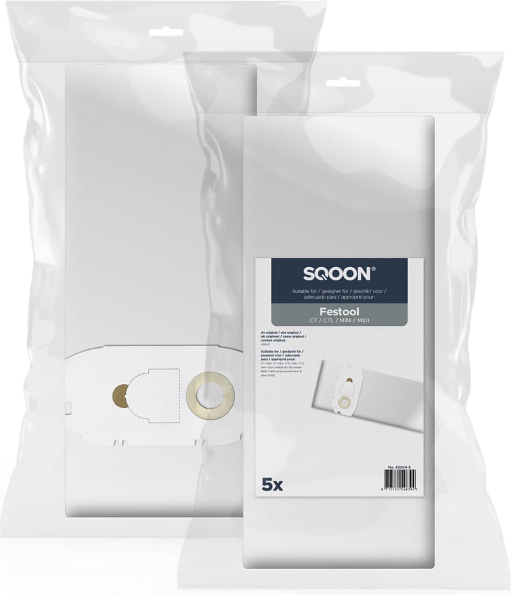 SQOON® Stofzuigerzakken Geschikt voor Festool CT / CTL / MINI / MIDI (tot 2019) - 5 Stuks — afbeelding 1