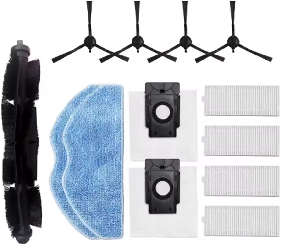 13 stuks Accessoireset - 1 hoofdborstel, 4 zijborstels, 2 reinigingsdoeken , 4 filterzeven en 2 stofzakken - Voor 360 S8, S8 Plus , 360 Botslab S8 Plus, Rowenta X-plorer Serie 75 S+ RG8597W, EZVIZ RE4 / RE5 Plus — afbeelding 1