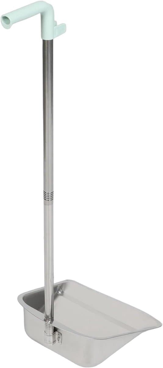 Roestvrijstalen Stofblik - Stoffer en blik - Huishoudelijk schoonmaken - Lange steel - 80 cm - Zilver — afbeelding 1