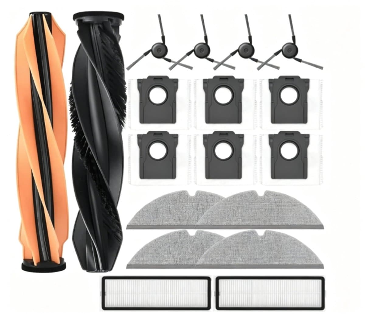 18-delige accessoireset voor de Dreame D20 Pro , D20 Pro Plus robotstofzuiger - inclusief 1 paar hoofdborstel, 4 zijborstels, 2 filters, 4 doeken, 6 stofzakken — afbeelding 1