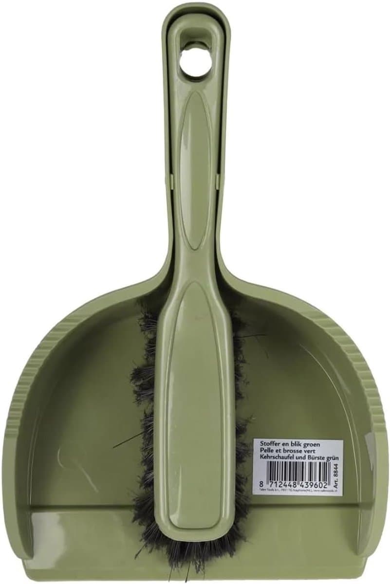 Stoffer en blik - Handveger set - Snelle schoonmaak - Compact kliksysteem - 30 cm diep - Groen — afbeelding 1
