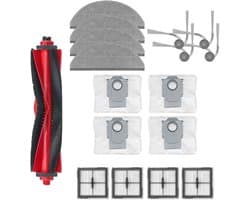 17 stuks Accessoireset onderdelen - compatibel met de Roborock Q10V/ Q10 PF/ Q10 V+/ Q10 P+/ Q10 VF/ VF+/ P/ PF+ robotstofzuiger - De set bevat 1 hoofdborstel, 4 dweildoeken, 4 HEPA-filters, 4 zijborstels en 4 stofzakken