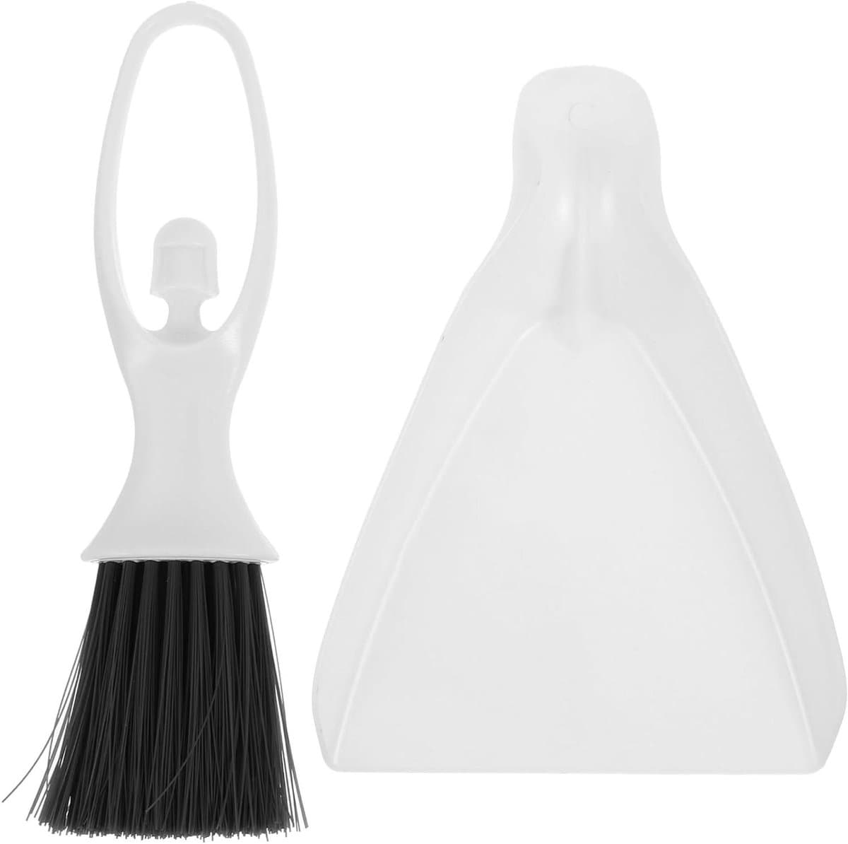 Mini Stoffer Blik - Kleine Bezems - Bureau Schoonmaken - Multifunctioneel Ontwerp - 15.5 x 11.5 cm - Wit — afbeelding 1