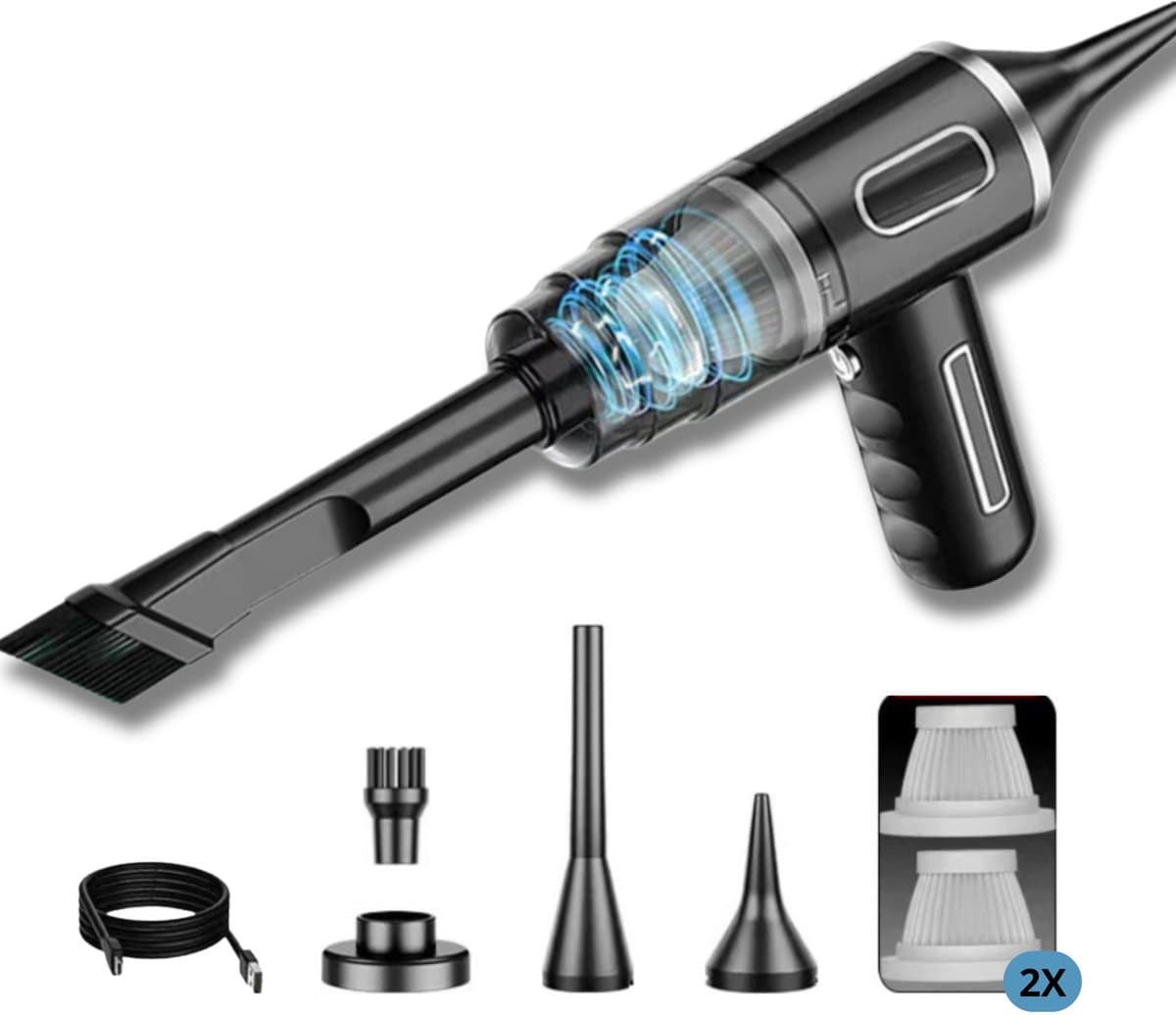Auto Stofzuiger Draadloos 120W - Kruimeldief met Air Duster Blaasfunctie - Handstofzuiger Snoerloos met HEPA Filter - Voor Auto, Huis en Toetsenbord - Autostofzuiger - — afbeelding 1