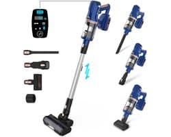 YYchan Stofzuiger - Steelstofzuiger Draadloos 300W - 4000mAh-batterij - zonder zak - Ultralicht - LED-zuigmond - Blauw