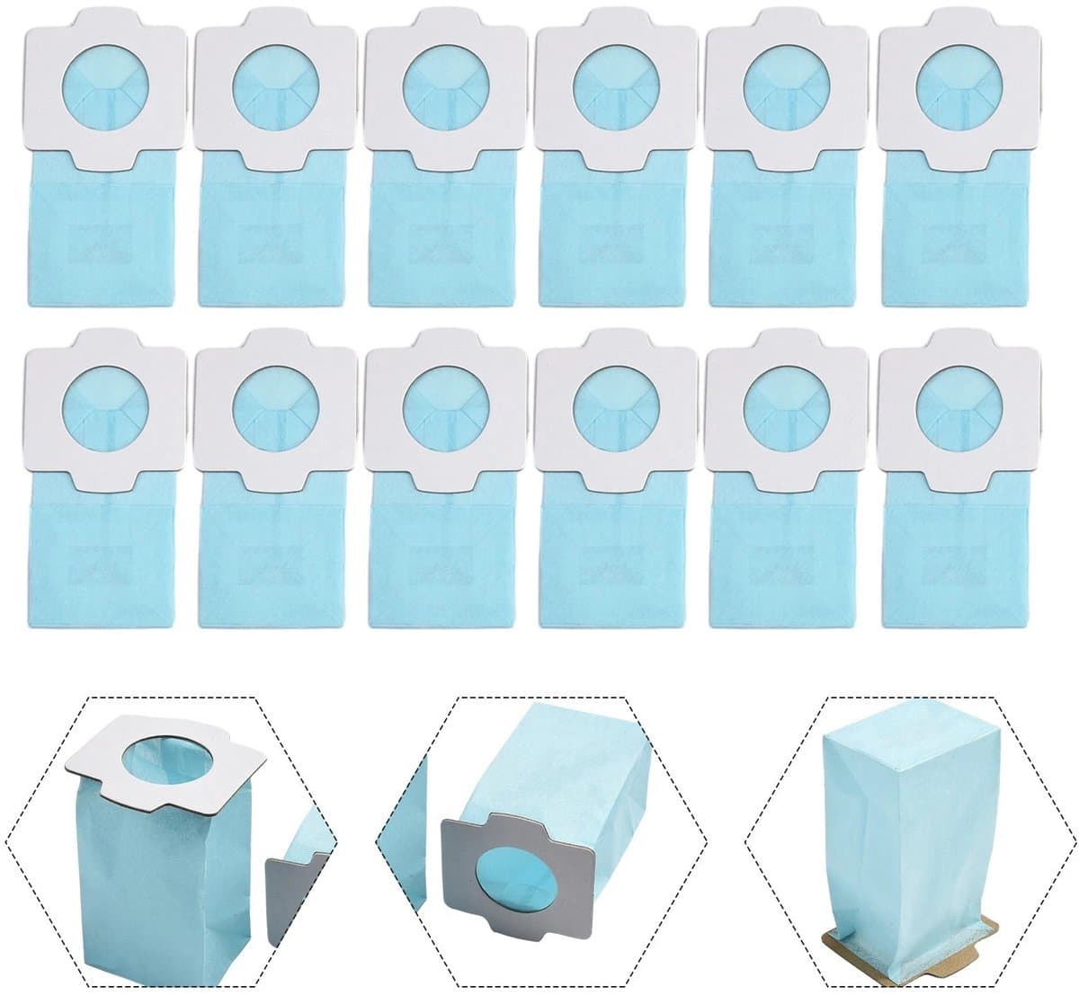 Stofzakken-geschikt voor-Makita-12-Stuks-Antibacterieel-Blauw-Vervangt-194566-1-voor-DCL182-CL107FD-DCL282-CL121D-CL002G-Accustofzuiger — afbeelding 1