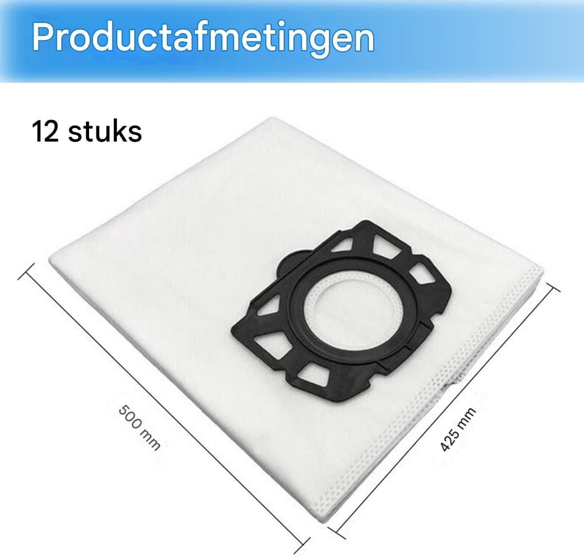 12-pack stofzuigerzakken voor Kärcher KFI 487 modellen met zak WD4-WD6 - Scheurvast en wasbaar - 12-pack - Ideaal voor huishoudens met huisdieren - Wit — afbeelding 1