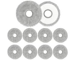 10-delige set dweildoeken voor Ecovacs Deebot T30 Pro Omni/T50 Omni, Pro/Max, N30 X5 - Accessoires voor robotstofzuigers - Ronde dweildoeken - 10 stuks - Grijs