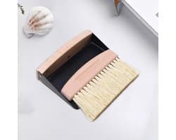 Bureaubezem Stoffer - Kleine Veegset - Bureau Schoonmaken - Compact Ontwerp - 15.5 cm - Zwart