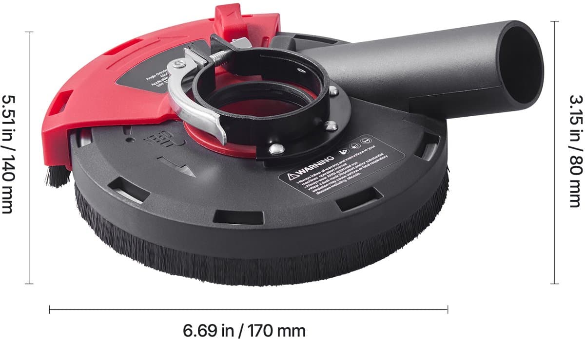 Stofafzuigkap voor Haakse Slijper, Universeel voor 100-125 Mm, Met 6 Klemringen & 125 Mm Diamant Slijpbeker - Ideaal voor Metaalbewerking — afbeelding 1