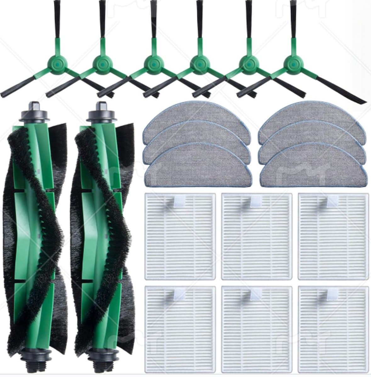 20 Stuks Accessoireset voor iRobot Roomba Combo 2 Essential Y0140/Y0112/Y0110, voor Roomba 105 Combo Vervanging - 2 handborstels, 6 filters, 6 zijborstels, 6 dweilpads — afbeelding 1