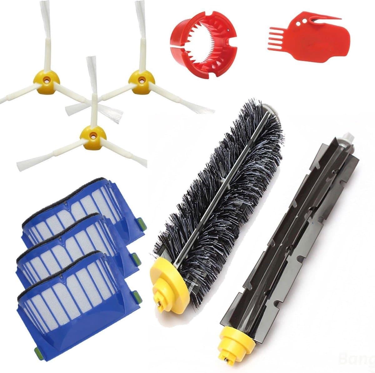 Vervangingsonderdelenset met flexibele borstel -filter en zijborstel - compatibel met iRobot Roomba 600-serie 595 610 614 618 620 630 640 650 660 680 685 690 692 694 695 stofzuiger — afbeelding 1
