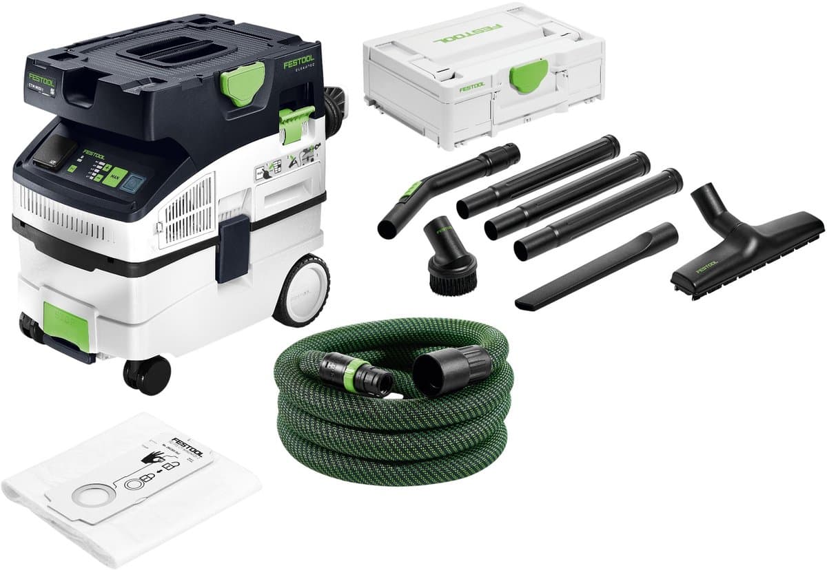 Festool CTM MIDI I CLEANTEC mobiele afzuigunit 1200 watt 15 l stofklasse M + RS-ST D 27/36-Plus standaard reinigingsset — afbeelding 1