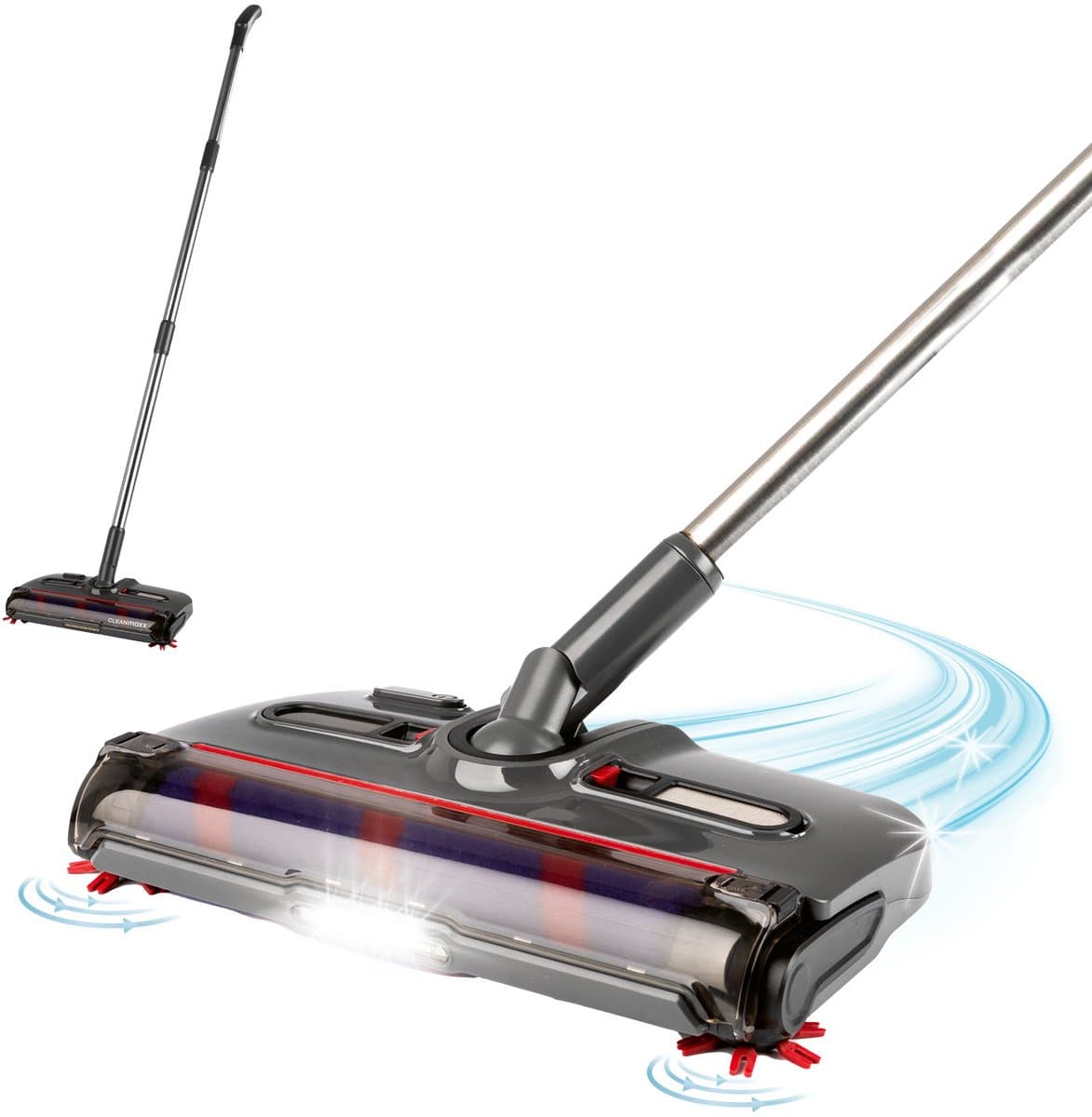 CLEANmaxx accu-veegmachine, draadloos | Vloerveger met 1.200 tpm en 4 borstels | incl. led-verlichting | Anti-haren-systeem, perfect voor dierenharen | 60 minuten gebruiksduur | voor tapijt, tegels en laminaat — afbeelding 1