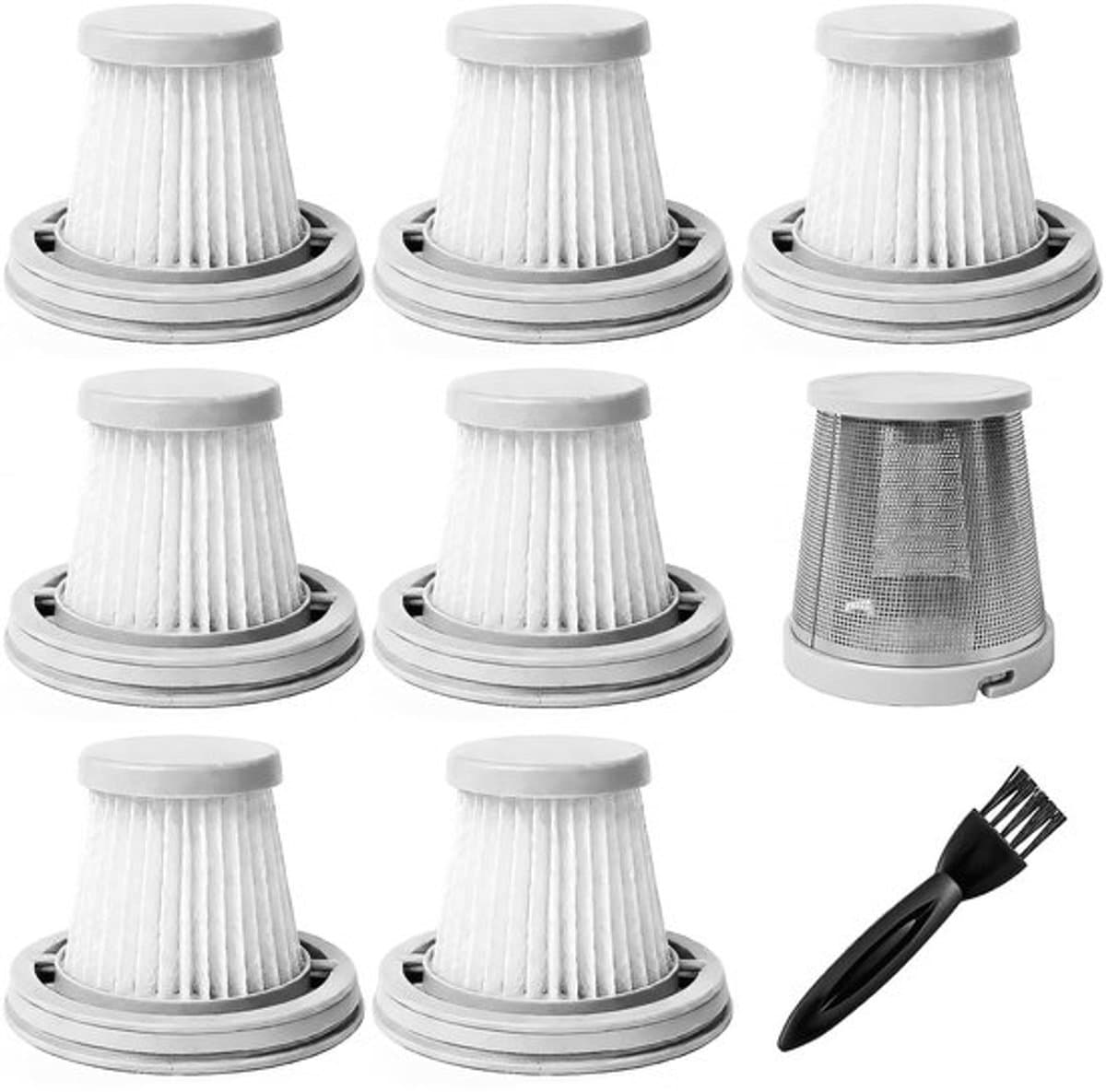 HEPA-filters 7 stuks - Vervangingsfilter - Roestvrijstalen Voorfilter - Reinigingsborstel - Compatibel met Fanttik V8/V10 Mate - Milieuvriendelijke Kunststof - Stofzuigerfilter — afbeelding 1