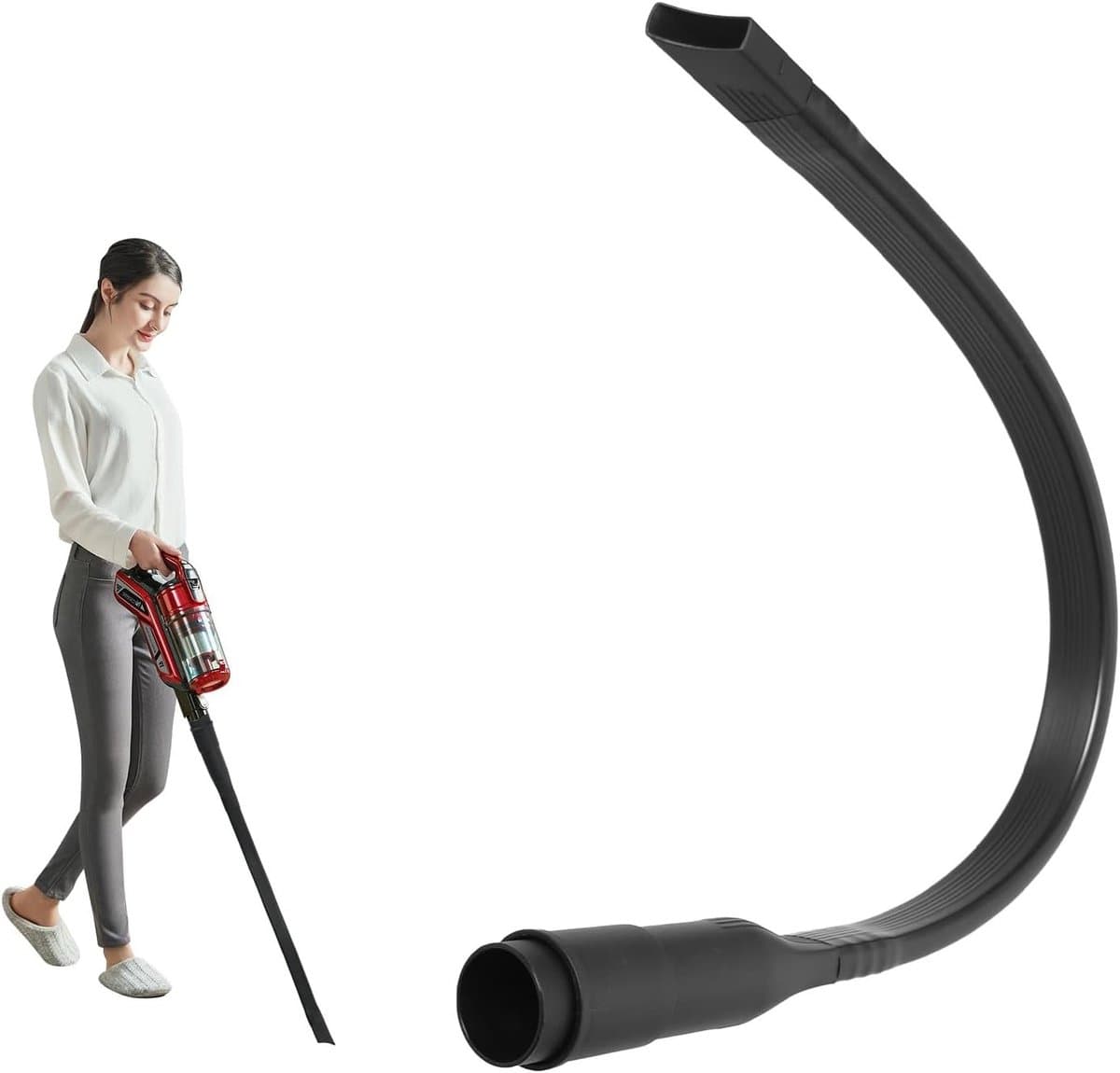 Verlengde stofzuiger mondstuk van 62 cm, zacht en plat, voor het reinigen van krappe ruimtes, boekenplanken en ramen, binnenmaat 32/35 mm — afbeelding 1