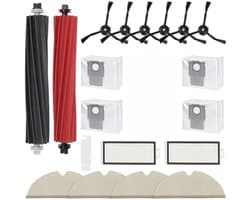 Accessoireset geschikt voor Roborock Q8 Max/ Q8 Max+/ Q5 Pro/ Q5 Pro+ robotstofzuiger, vervangende onderdelen dubbele hoofdborstel, zijborstel, wasbaar filter, stofzuigerzakken, dweilpad