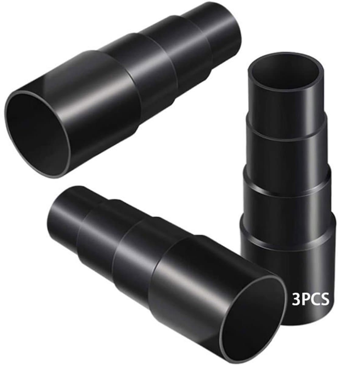 Drie adapters, PVC-verloopslang, verstelbare maat 25-42 mm, geschikt voor stofzuigers en elektrisch gereedschap. — afbeelding 1
