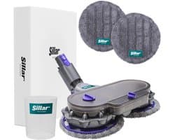 Sillar, set borstel voor stofzuiger, dweilopzetstuk, dweilkop, draaibaar 4-in-1 + 2x dweilopzetstukken, microvezel + 1x watermaat, vervangingsonderdeel, geschikt voor DYSON V7, V8, V10, V11, V15