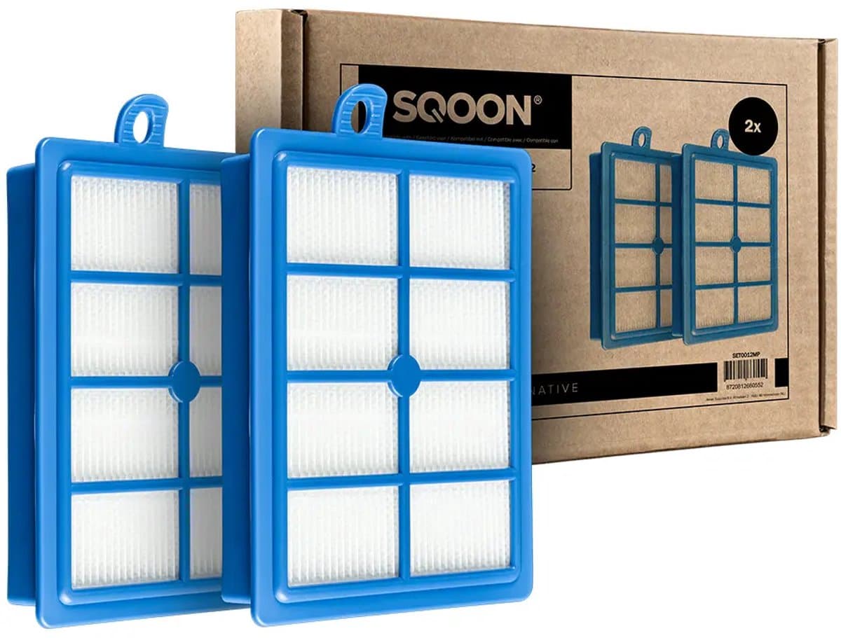 SQOON® HEPA Filterset ( 2x ) geschikt voor stofzuigers van Philips, AEG & Electrolux - - 2 STUKS - Gelijk aan model: FC8031- NL Brievenbus zending - Niet thuis wel ontvangen — afbeelding 1