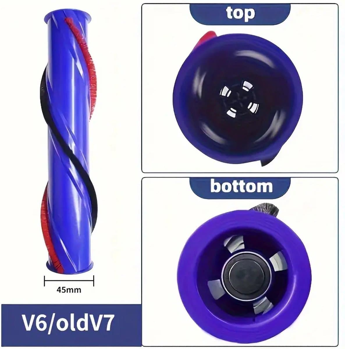 Vervangende Opzetborstel Geschikt voor Dyson V6 – Carbonvezel Rollerborstel – Compatibel met Dyson V6 en Oude V7 Draadloze Stofzuigers – Accessoire voor Krachtige Schoonmaak — afbeelding 1