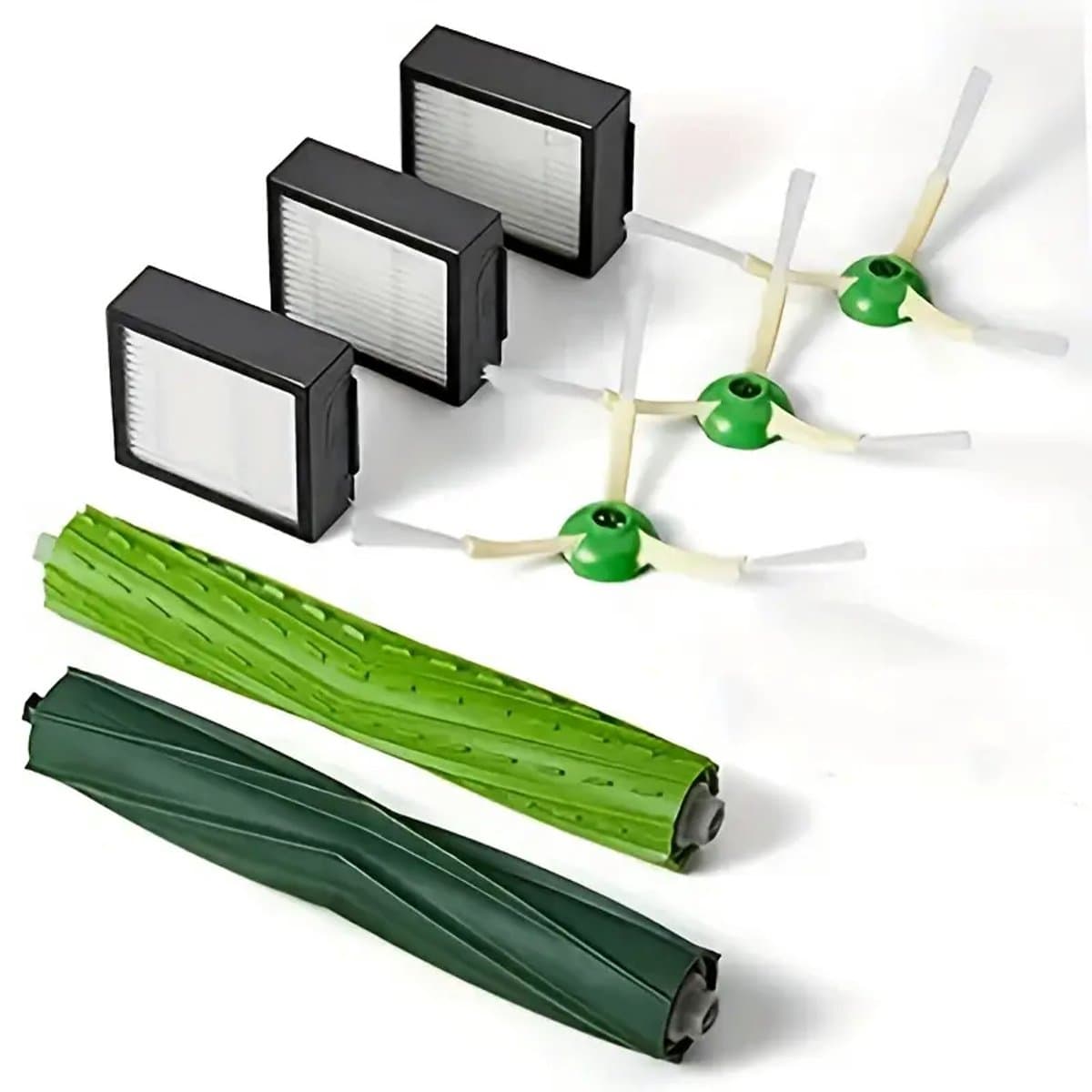 7-delige Accessoireset geschikt voor iRobot E- en J-serie – Compatibel met i7 i8 i6 i5 i4 i3 i1 E5 E6 J5 J6 J7 J8 J9 Plus – 3 HEPA Filters – 3 Zijborstels – 2 Rubberen Hoofdborstels – Vervangende Onderdelen Set — afbeelding 1