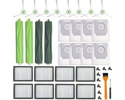 28 Stuks, geschikt voor IRobot I3 I7 I7+ E5 E6 Robotic Vacuum Roller Hoofdzijborstel Hepa Filter Stofzak Vervanging geschikt voor Schonere Onderdelen Reserveonderdelen