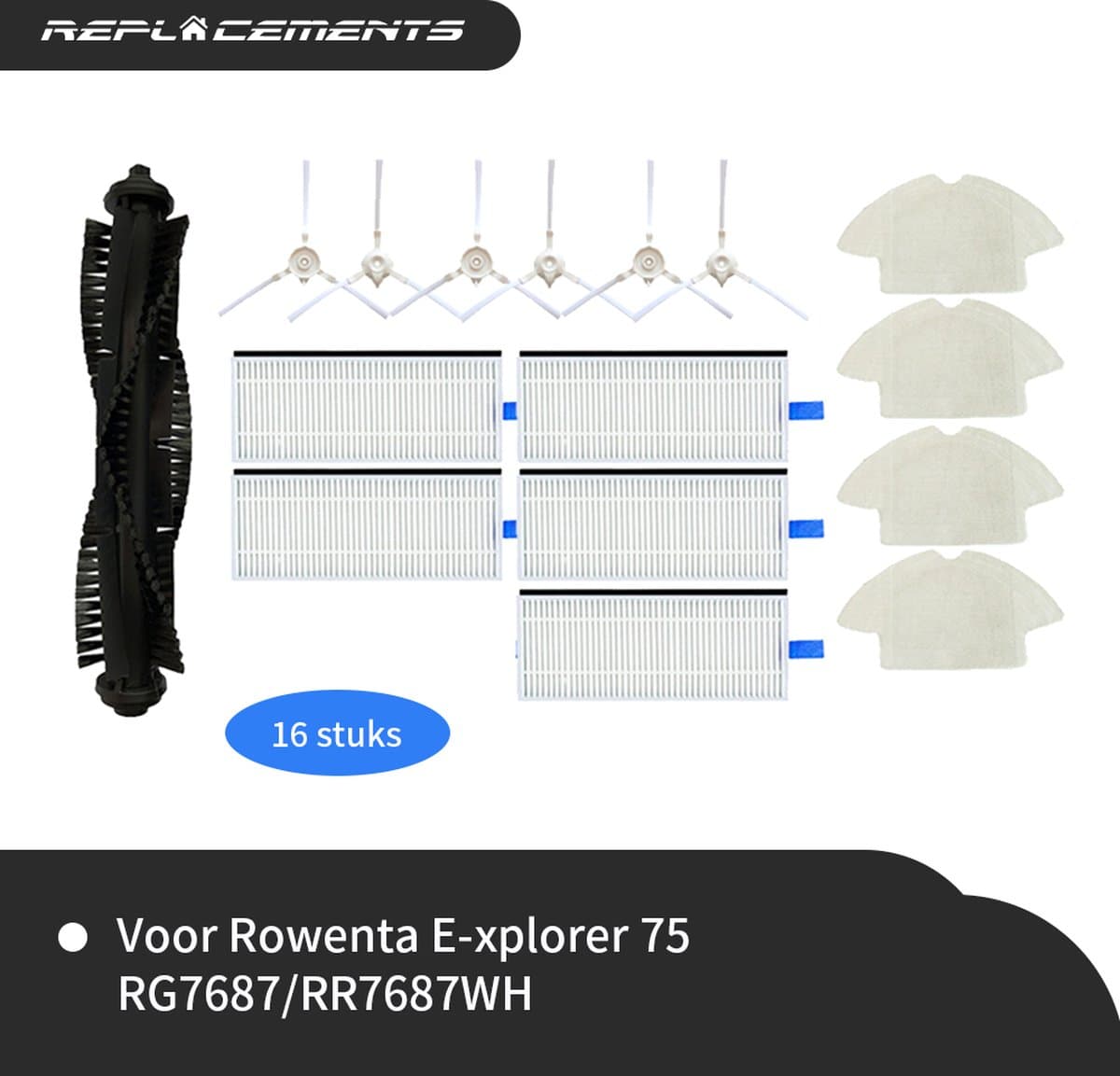 Replacements® Onderdelen geschikt voor Rowenta X-Plorer 75-series - NIET de 75S - 16-delig — afbeelding 1