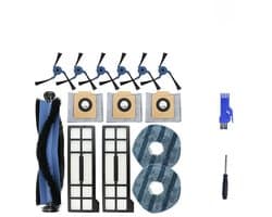16 stuks - decoratieve accessoires - accessoireset - geschikt voor Eufy X10Pro/omni - 3 stofzakken, 2 schoonmaakdoeken, 6 zijborstels, 2 HEPA-filters, 1 hoofdborstel Borstel, schroevendraaier