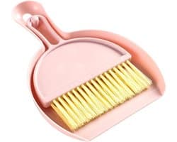 Mini stofferborstelset - Tafelreiniger - Bureau schoonmaken - Compact klikontwerp - 21 cm - Grijs