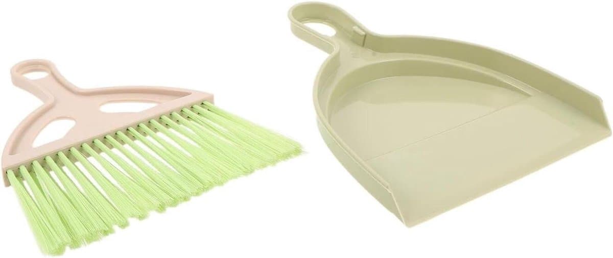 Bureaubezem Stofblik Set - Mini Handveger - Bureau Reinigen - Ruimtebesparend Ontwerp - 20.5 cm - Groen — afbeelding 1
