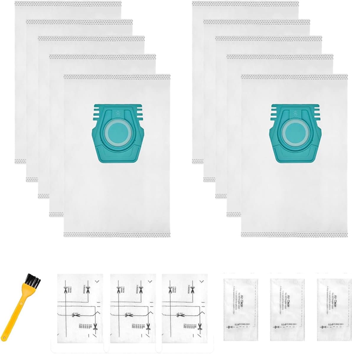 10 stofzuigerzakken geschikt voor Miele Pure TU S1 L1 stofzakken - stofzuigerzakken - stofzuigerzakken miele - met 1 Borstel voor het reinigen - 3 sets Filter Katoen Kleine — afbeelding 1