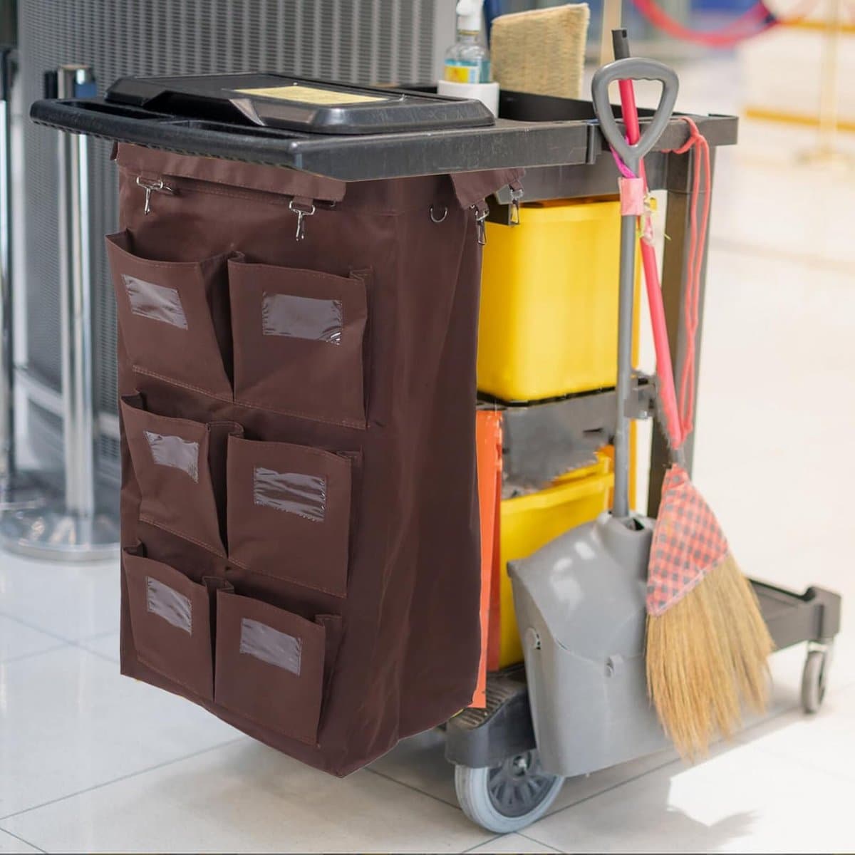 Schoonmaaktas - Waswagen zak - Afval verzamelen - Lekvrije opbergruimte - 85 cm - Koffie — afbeelding 1