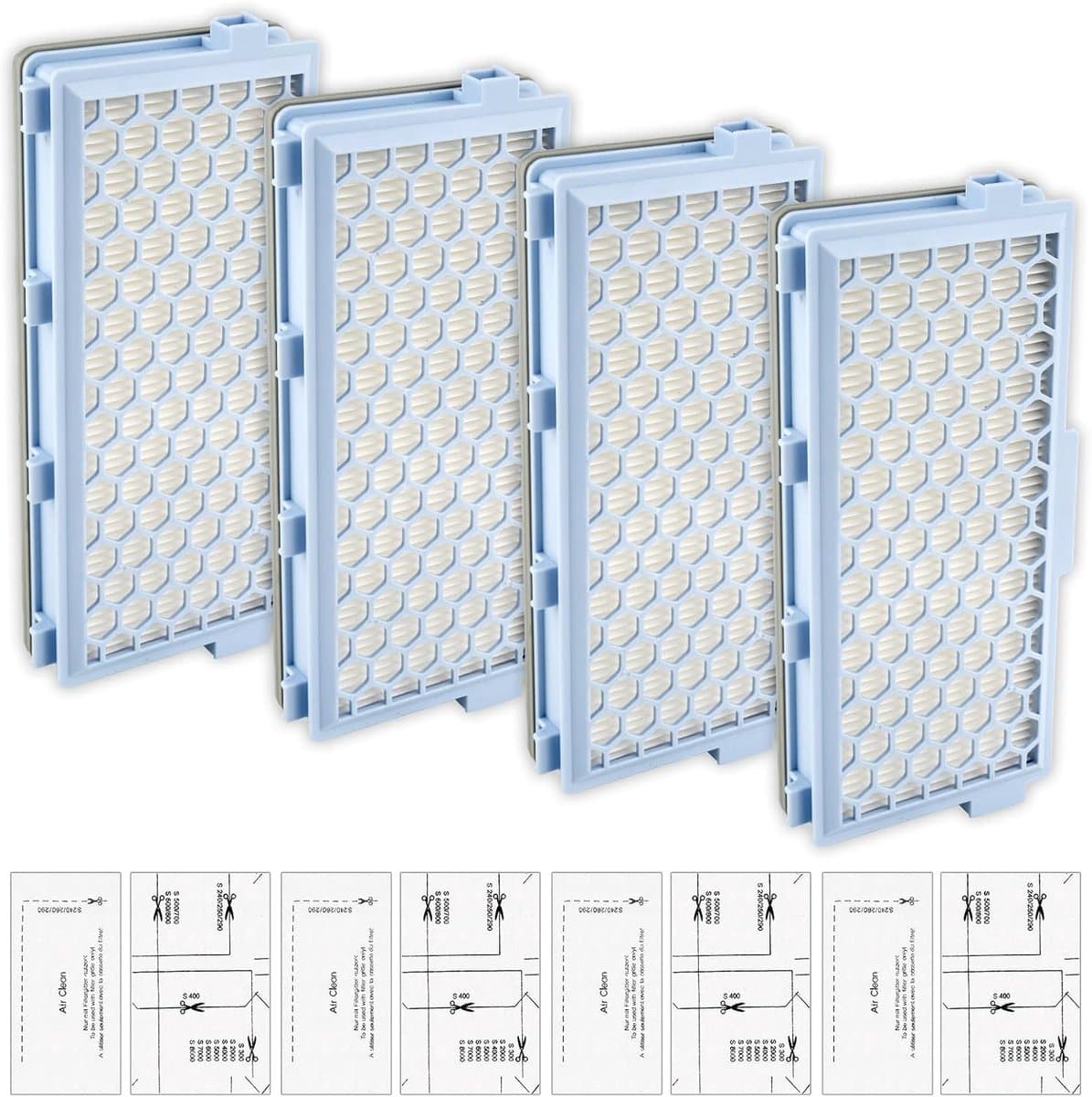 (8 stuks) Vervangende HEPA-filters voor Miele Guard S1/L1, Compact C1 & C2, Complete C2 & C3 S8340 stofzuiger, 4 HEPA-filters + 4 Airclean uitlaatfilters en motorbescherming — afbeelding 1
