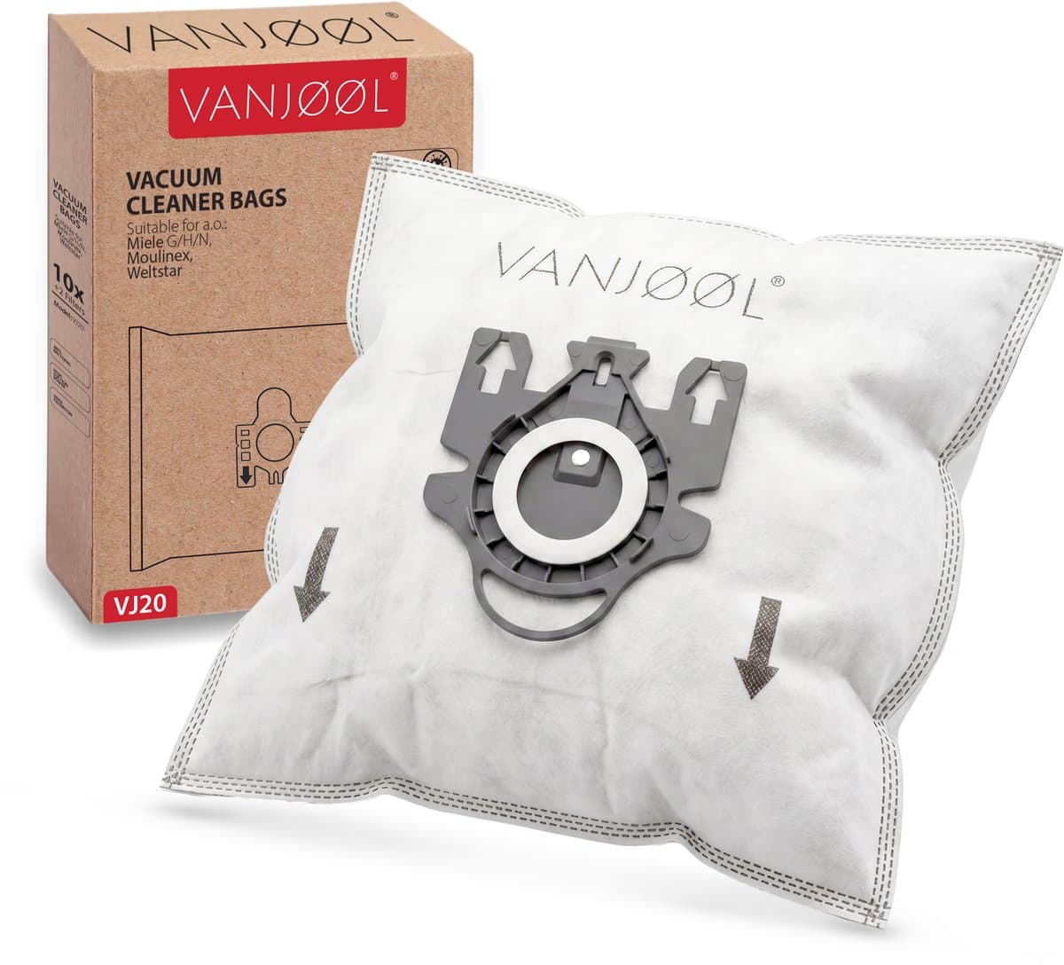 VANJOOL® Stofzuigerzakken voor Miele G/H/N – Geschikt voor Classic C1, Complete C2 & C3, Moulinex & Weltstar – 10 Stuks + 2 Filters – Sterke Filtratie & Perfecte Pasvorm — afbeelding 1