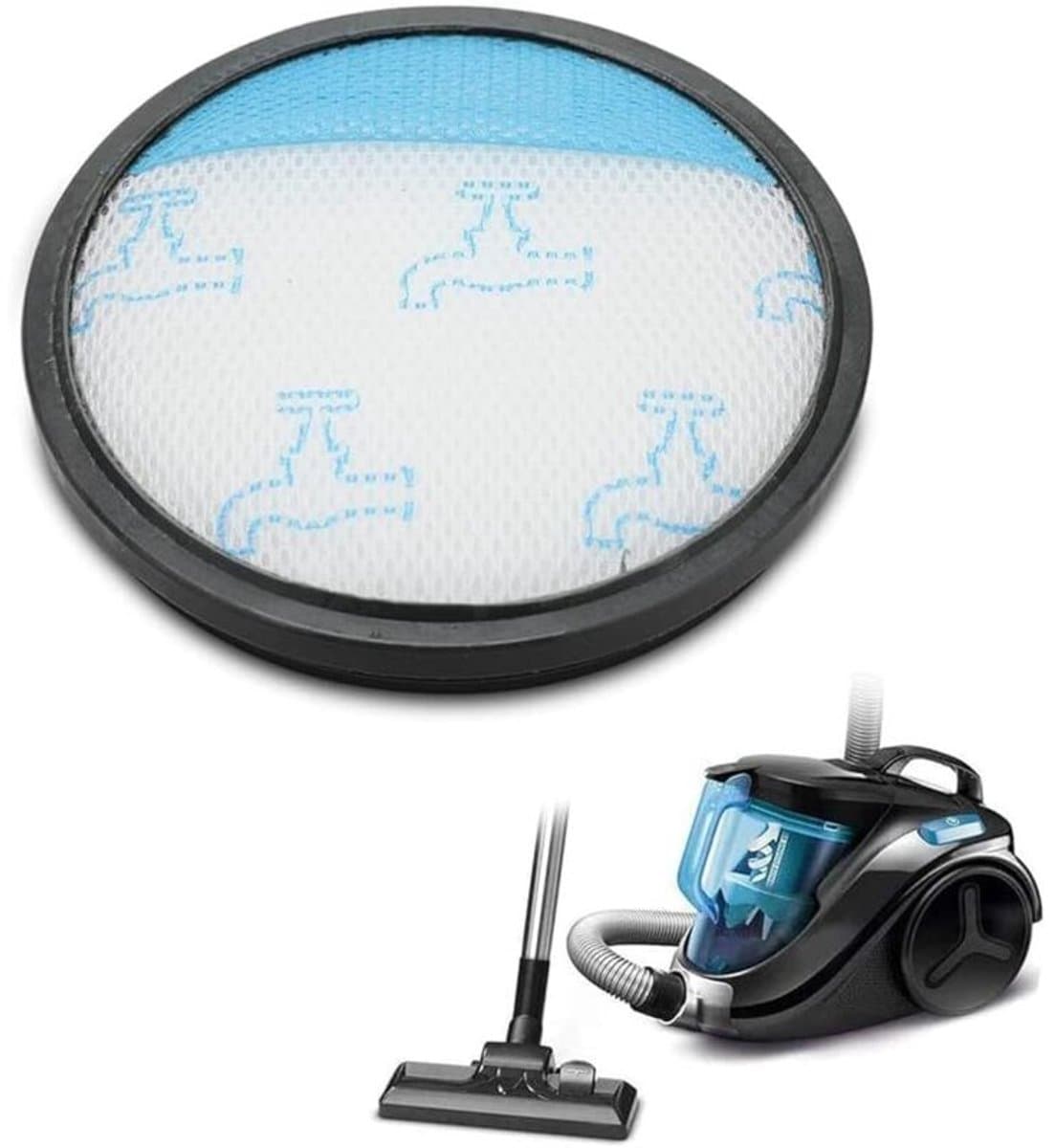 Twee wasbare filters voor Rowenta Compact Power Cyclonic stofzuigers, geschikt voor de modellen RO3715EA tot en met RO3799EA, RP3721EA, MO3718PA tot en met MO3786PA en TW3724RA tot en met TW3786RA, voor een zeer efficiënte filtratie. — afbeelding 1