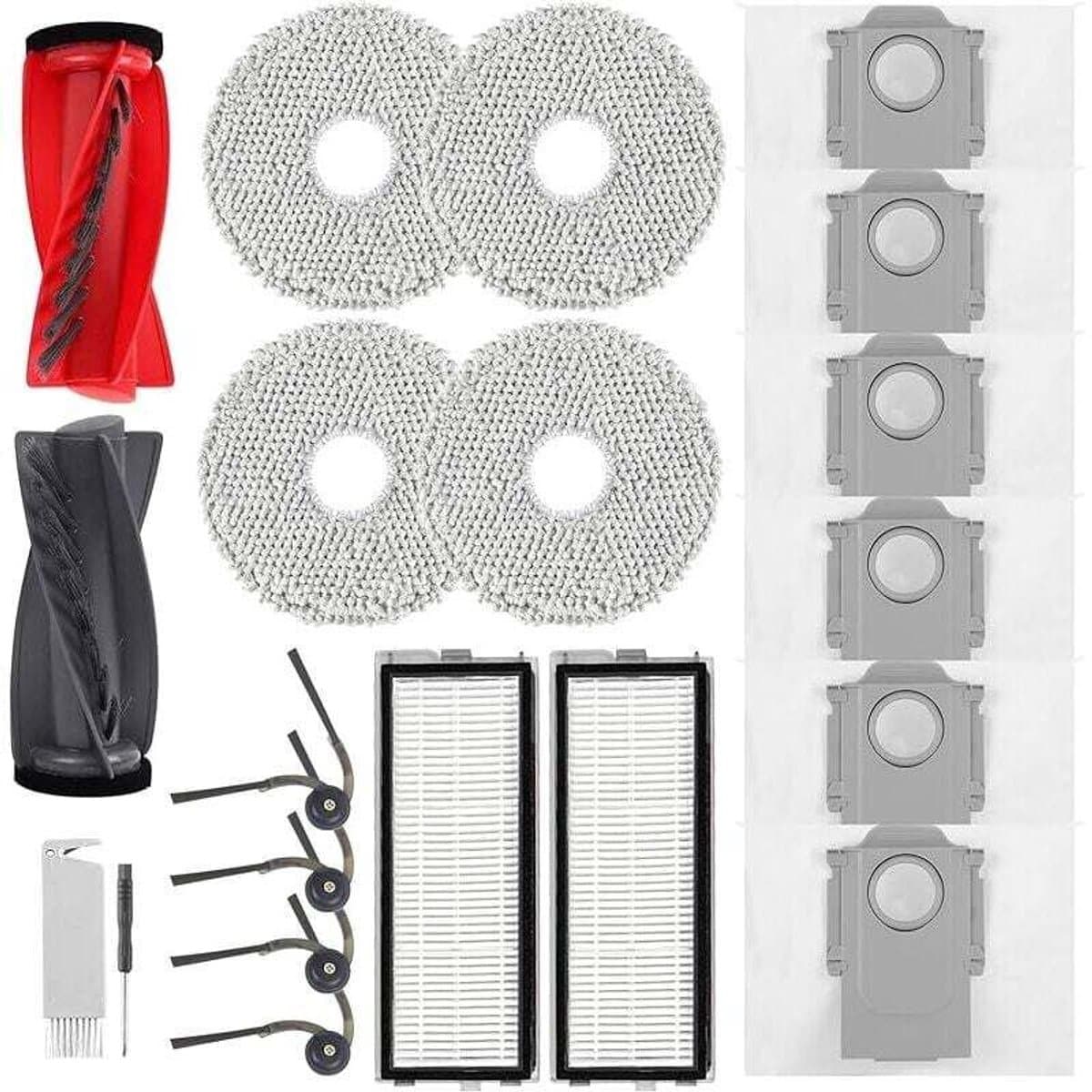 Accessoires Geschikt voor Roborock Qrevo Curv, Qrevo Edge stofzuiger: 2 hoofdborstels, 2 HEPA-filters, 6 stofzakken, 4 reinigingsdoeken, 4 — afbeelding 1
