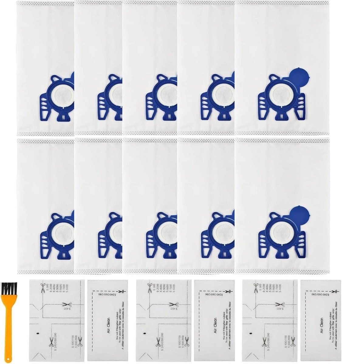 10stuks Stofzuigerzakken - Geschikt voor Miele Complete C3 - C2 - Classic C1 - met 3x filterkatoen - 3x filterschijven - 1x borsteltje stofzuiger - Geschikt voor stofzuiger miele — afbeelding 1