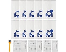 10stuks Stofzuigerzakken - Geschikt voor Miele Complete C3 - C2 - Classic C1 - met 3x filterkatoen - 3x filterschijven - 1x borsteltje stofzuiger - Geschikt voor stofzuiger miele